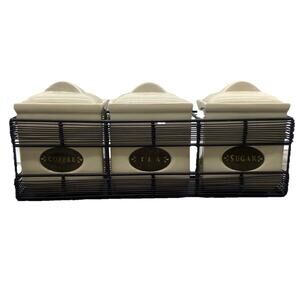 Tea Coffee And Sugar Kitchen Ceramic Jars {J}